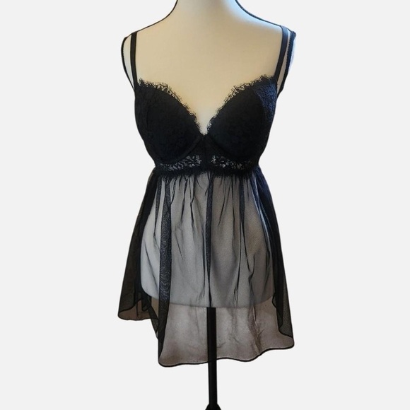 Victoria's Secret Black Sheer Lace Chemise - Picture 2 of 7
